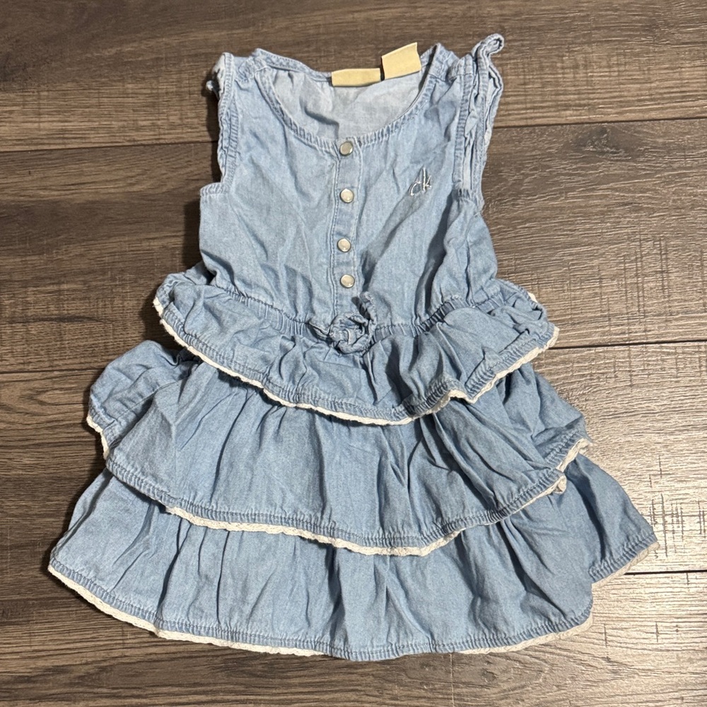 Calvin Klein Blue Ruffled Kids Dress